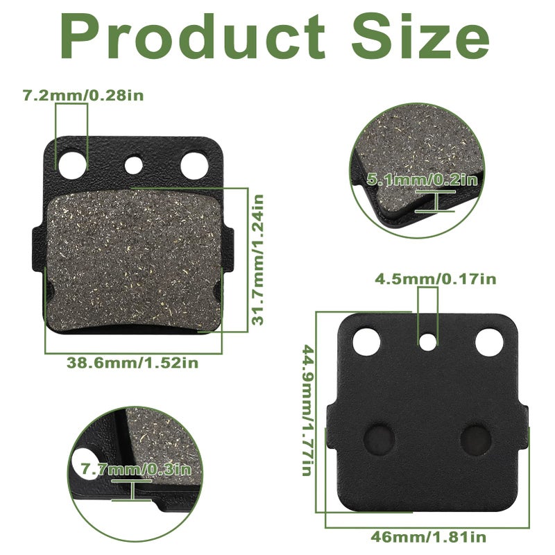 ZICOO Brake Pads Front & Rear for Honda 400EX TRX 400 EX Sportrax 400 2001-2008, TRX 400EX Fourtrax 1999-2000, TRX400X TRX 400X 2009-2014, 300ex TRX300EX Fourtrax 300 1993-2008, TRX250X 1987-1992 - Image 3